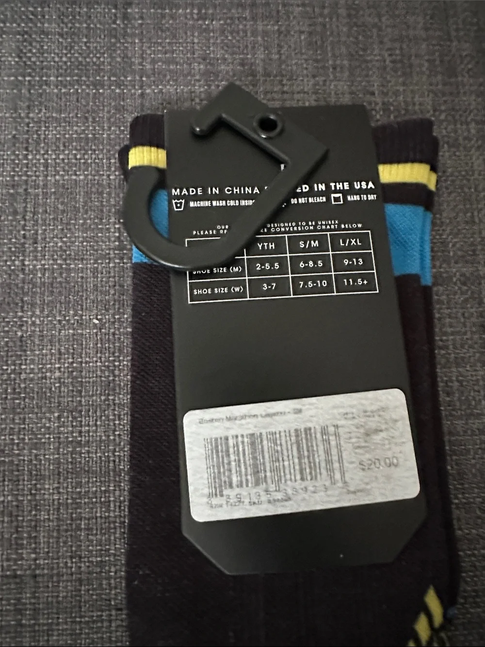 adidas Black Athletic Socks with Blue and Yellow Accents